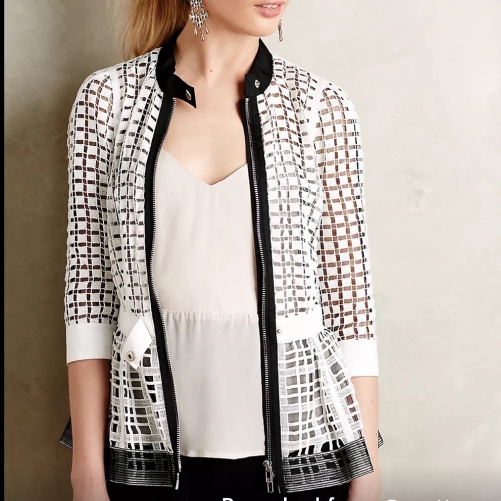 Anthropologie Beguile by Byron Lars Laced Peplum Jacket size 8 - Picture 5 of 10